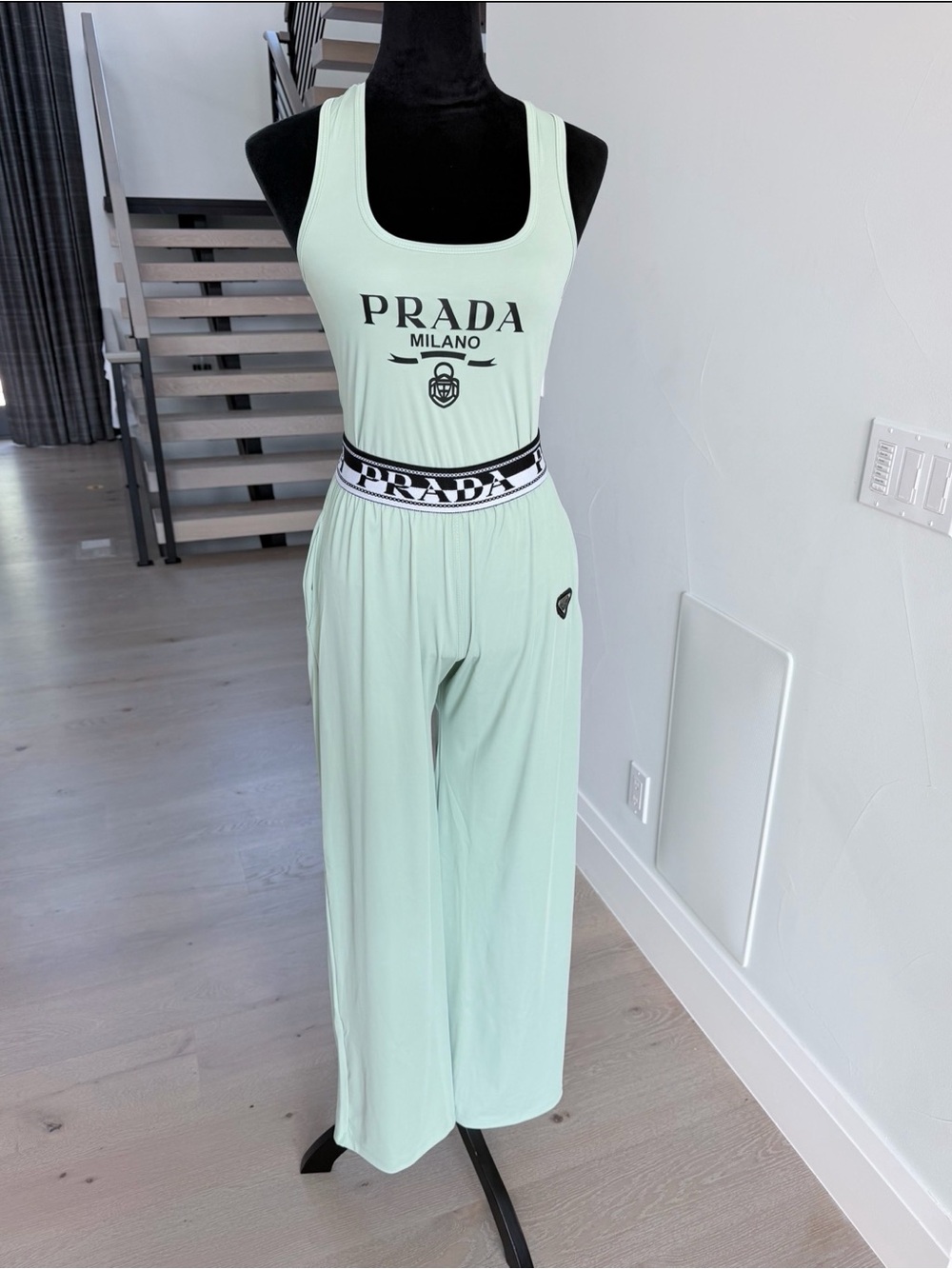 Prada Mint Green Top with Wide-Leg Pants with pockets Matching set size M - Picture 11 of 11